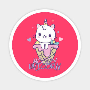 Moody unicorn - Cute little unicorn in an ice cream you and your kids would love! - Available in stickers, clothing, etc Magnet